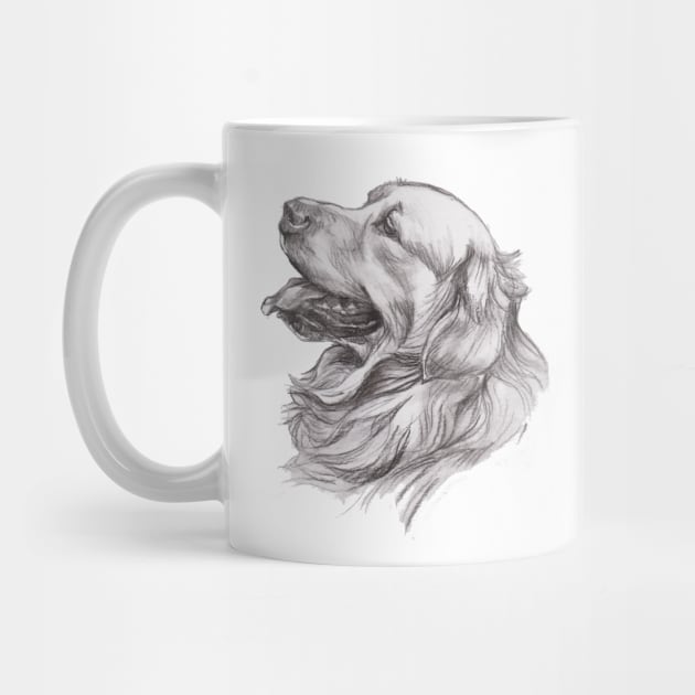 Golden Retriever Dog Portrait Drawing by lalanny